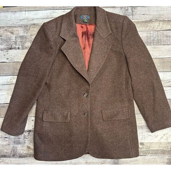 Vintage Size 10 Womens Wool Charter Club Brown Sport Coat Blazer Suit Jacket - Picture 1 of 8